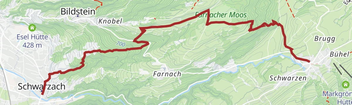 Route map: Naturtour: Schwarzach – Farnach Moos – Alberschwende